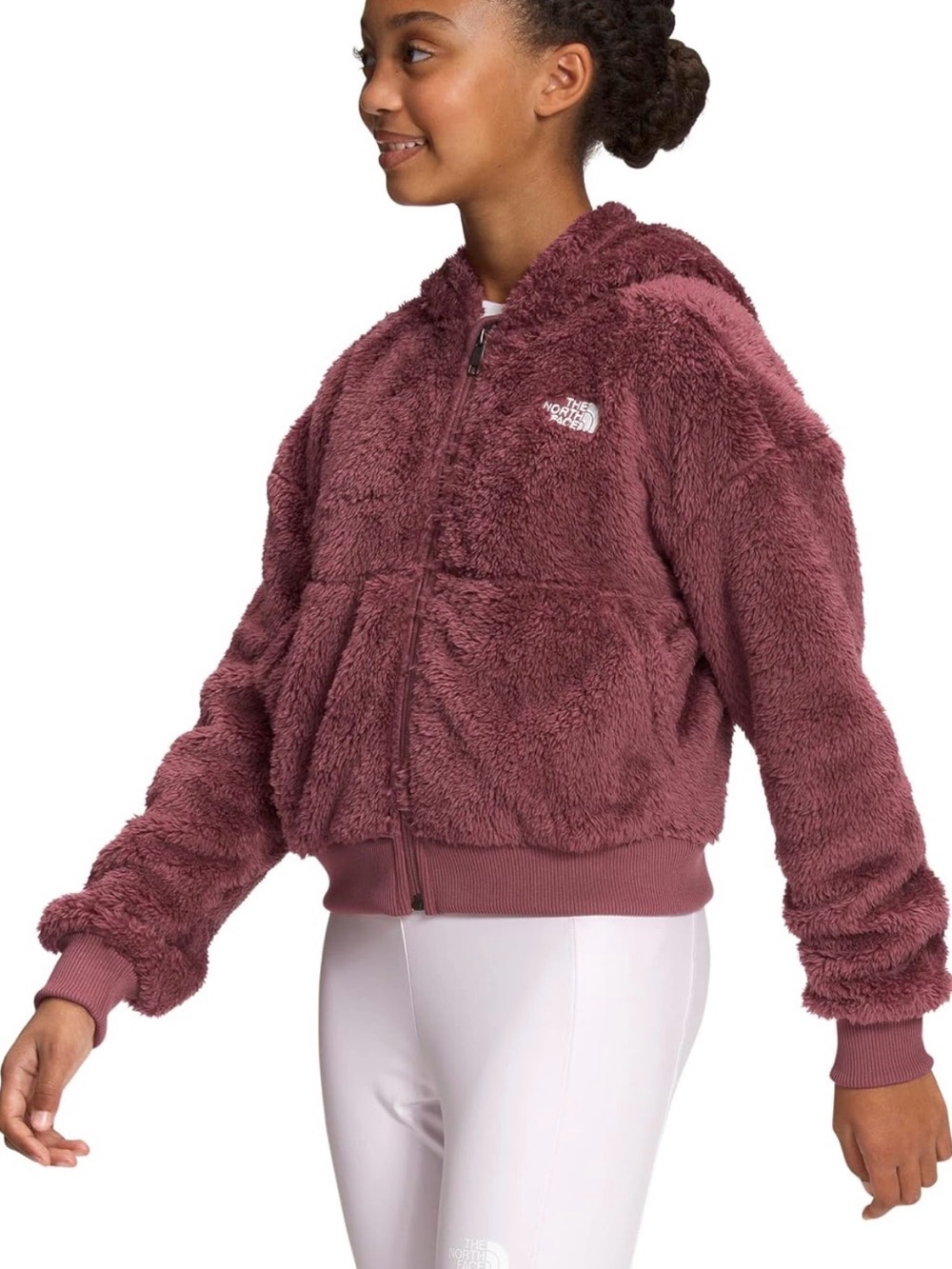 The North Face suave Oso Girls zip jacket Plush Teddy Jacket Dusty Rose burgundy